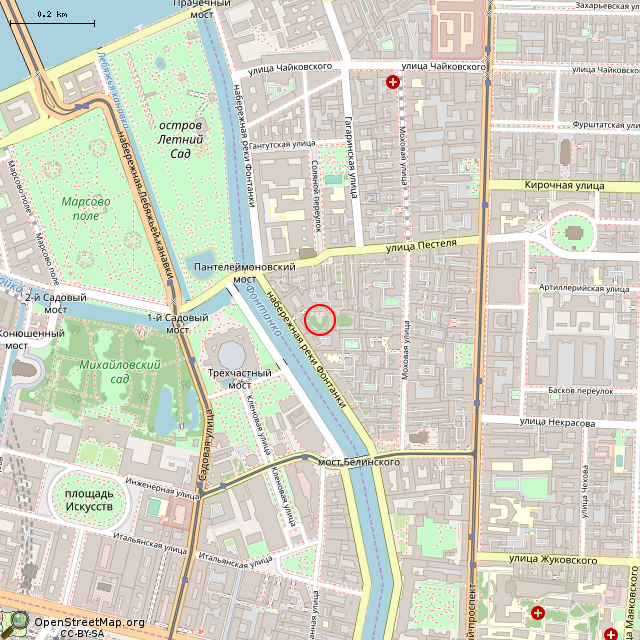 Карта где находится Фонтан во дворе Дома Пашковых (Санкт-Петербург) в среднем масштабе