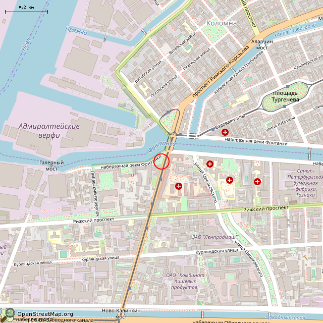 Карта где находится Фонтан (Санкт-Петербург) в среднем масштабе