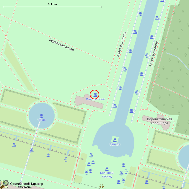 Карта где находится Фонтан «Фаворитный» (Санкт-Петербург) в крупном масштабе