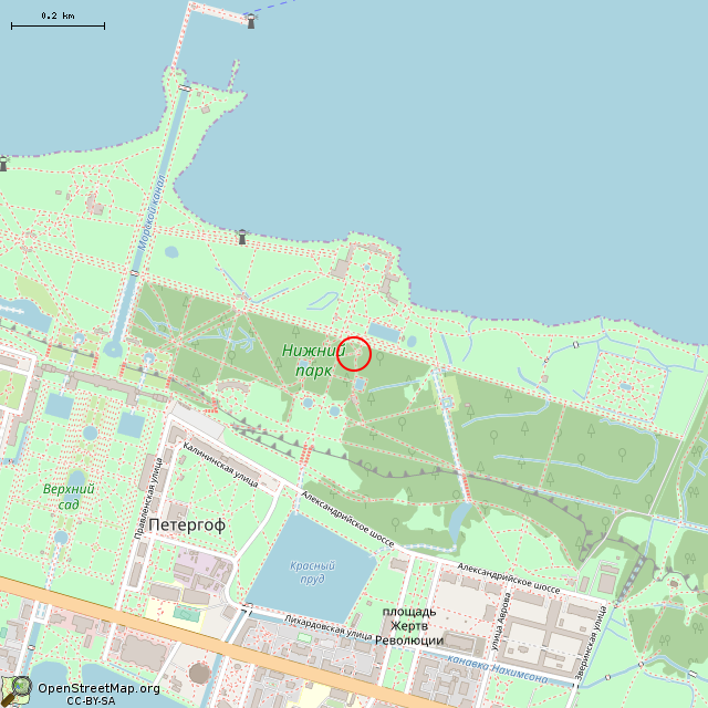 Карта где находится Фонтан-шутиха «Зонтик» (Санкт-Петербург) в среднем масштабе