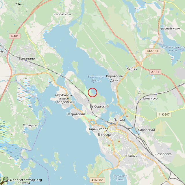 Карта где находится Камень (Выборг) в мелком масштабе