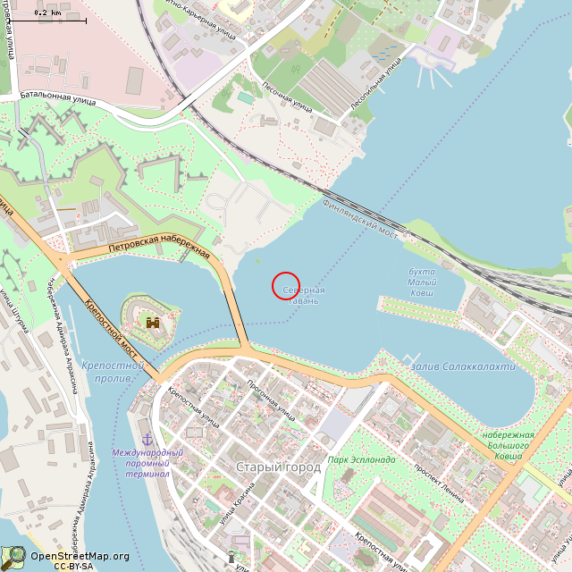 Карта где находится Скала с велосипедом (Выборг) в среднем масштабе