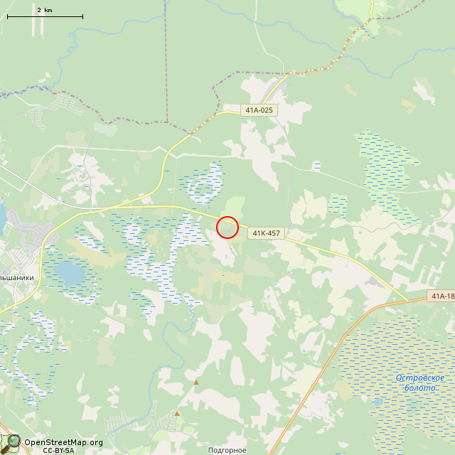 Карта где находится Крест на холме в мелком масштабе