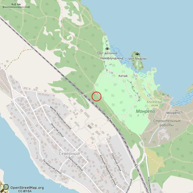 Карта где находится Камень ежик (Выборг) в среднем масштабе