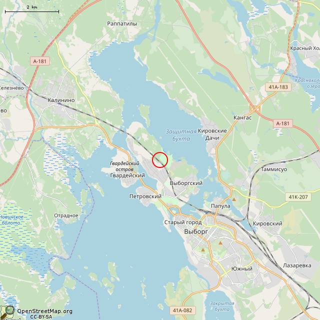 Карта где находится Камень ежик (Выборг) в мелком масштабе