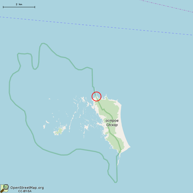 Карта где находится Маяк «Сескар» в мелком масштабе