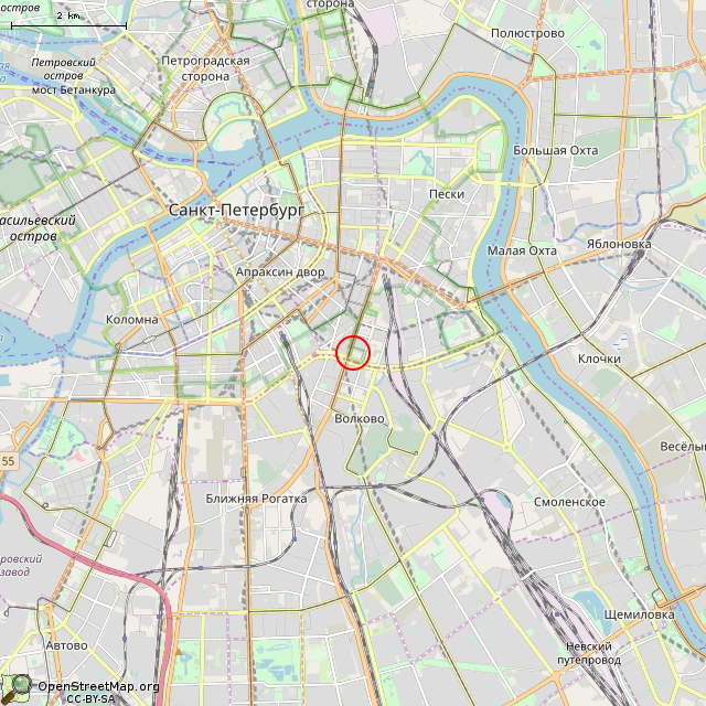 Карта где находится Деревянный крест (Санкт-Петербург) в мелком масштабе
