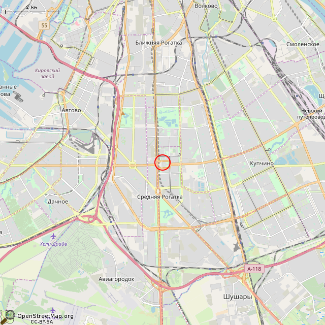 Карта где находится Дот № 67 оборонительного рубежа «Ижора» (Санкт-Петербург) в мелком масштабе