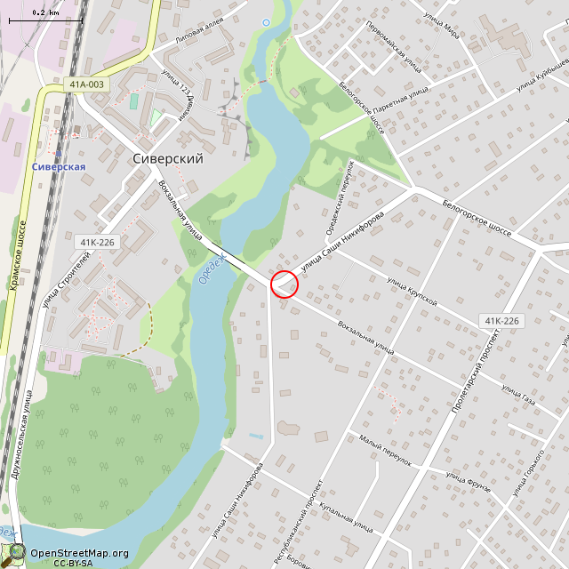 Карта где находится Закладной камень в среднем масштабе