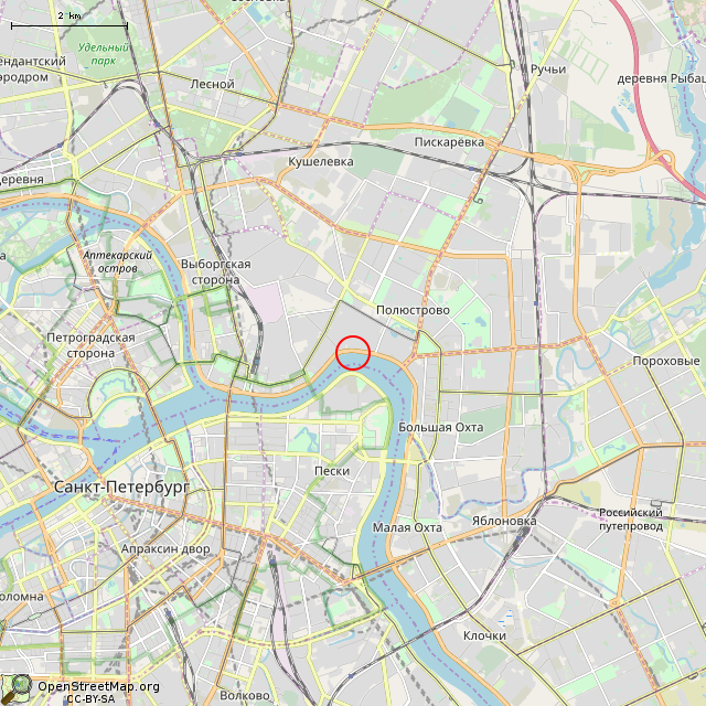 Карта где находится Причальный бык (Санкт-Петербург) в мелком масштабе