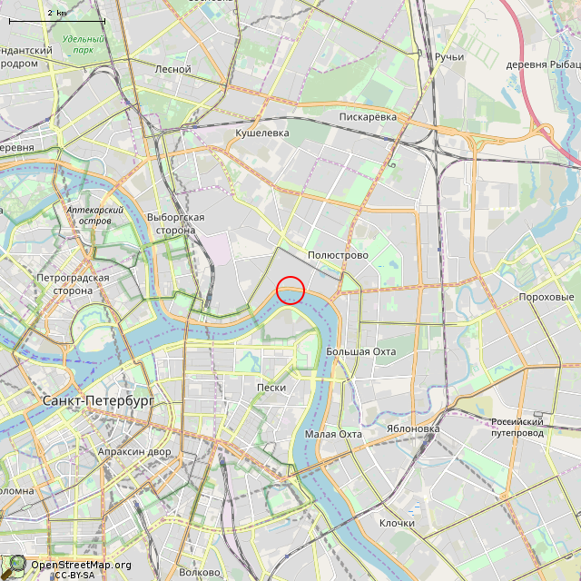 Карта где находится Причальный бык (Санкт-Петербург) в мелком масштабе