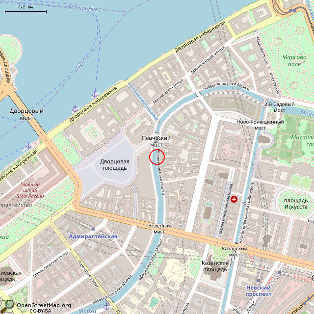 Карта где находится Спуск к воде (Санкт-Петербург) в среднем масштабе