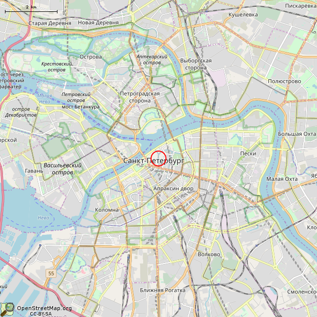 Карта где находится Спуск к воде (Санкт-Петербург) в мелком масштабе