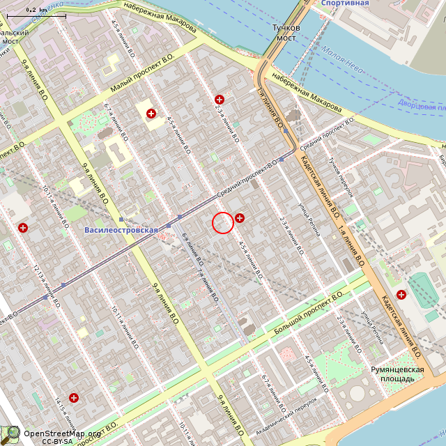 Карта где находится Фонтан (Санкт-Петербург)      | вода в среднем масштабе