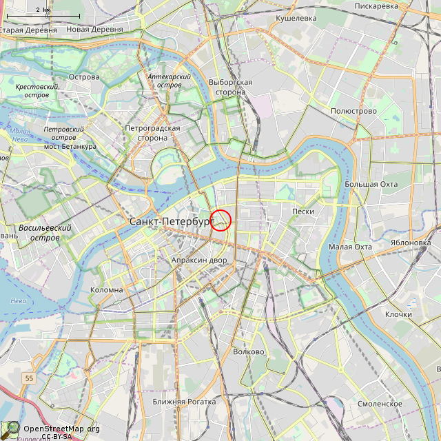 Карта где находится Охранная доска (Санкт-Петербург) в мелком масштабе