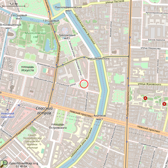 Карта где находится Бюст Растрелли (Санкт-Петербург) в среднем масштабе