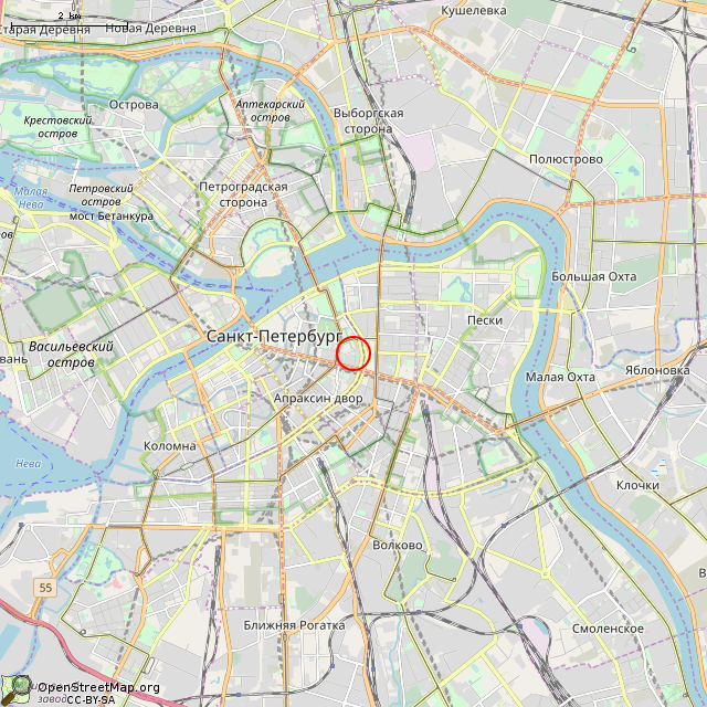 Карта где находится Бюст Растрелли (Санкт-Петербург) в мелком масштабе