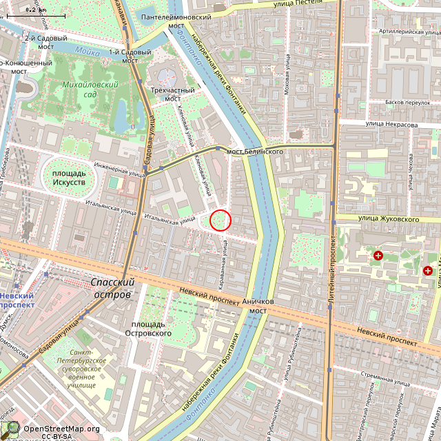 Карта где находится Бюст Ринальди (Санкт-Петербург) в среднем масштабе