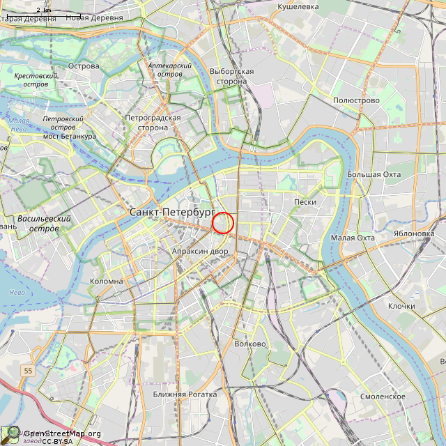 Карта где находится Бюст Ринальди (Санкт-Петербург) в мелком масштабе