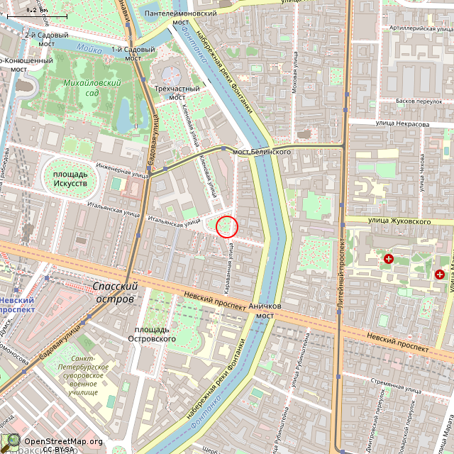 Карта где находится Бюст Кваренги (Санкт-Петербург) в среднем масштабе