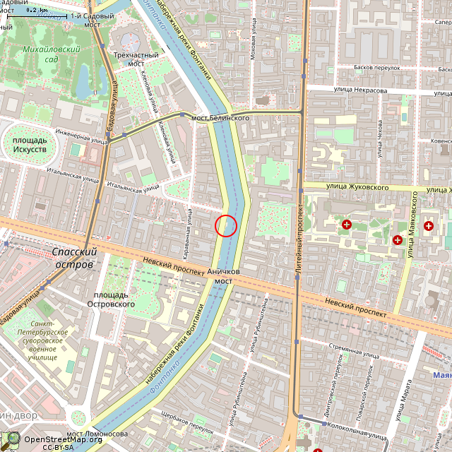 Карта где находится Спуск к воде (Санкт-Петербург) в среднем масштабе