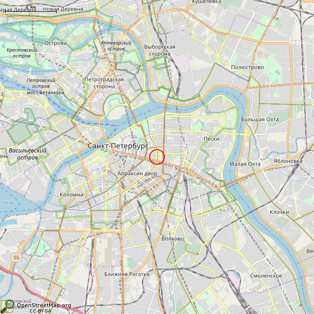 Карта где находится Спуск к воде (Санкт-Петербург) в мелком масштабе