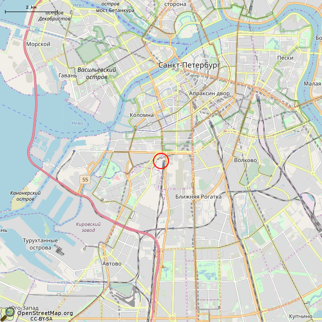 Карта где находится Паровоз СО17-2286 (Санкт-Петербург) в мелком масштабе