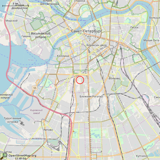 Карта где находится Паровоз С.68 (Санкт-Петербург) в мелком масштабе