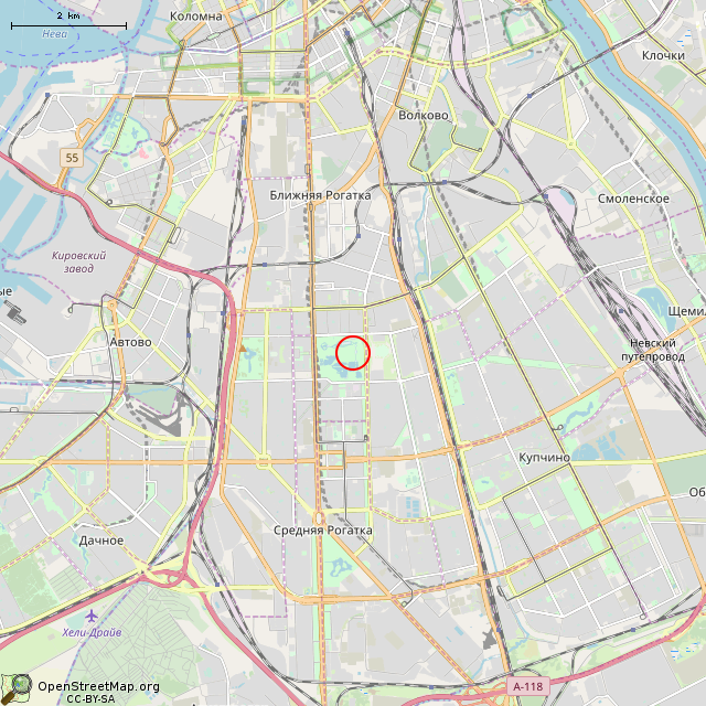 Карта где находится Бюст Ю.Б. Харитона (Санкт-Петербург) в мелком масштабе