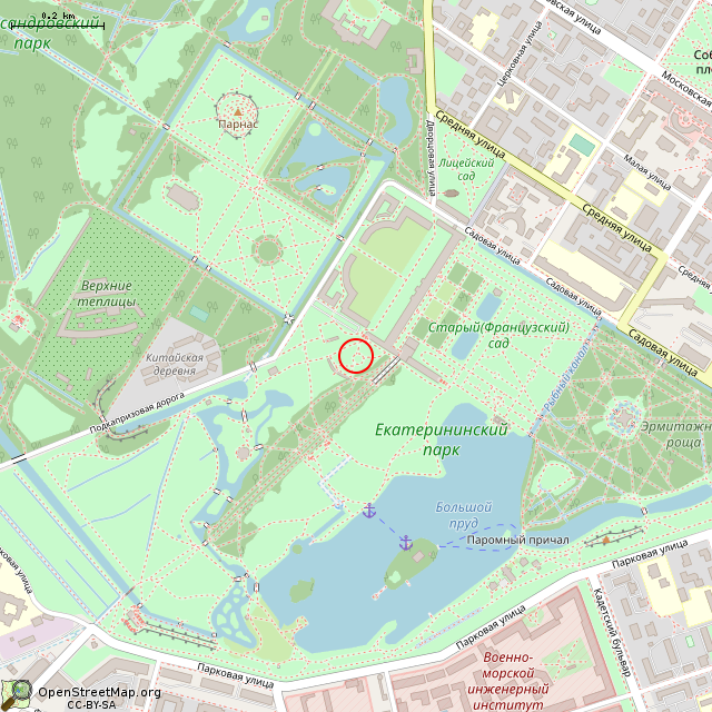Карта где находится Мраморный фонтан (Санкт-Петербург) в среднем масштабе