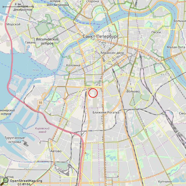 Карта где находится Паровоз СОм17-1137 (Санкт-Петербург) в мелком масштабе