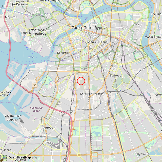 Карта где находится Финский грузовой паровоз ТкЗ 1105 (Санкт-Петербург) в мелком масштабе