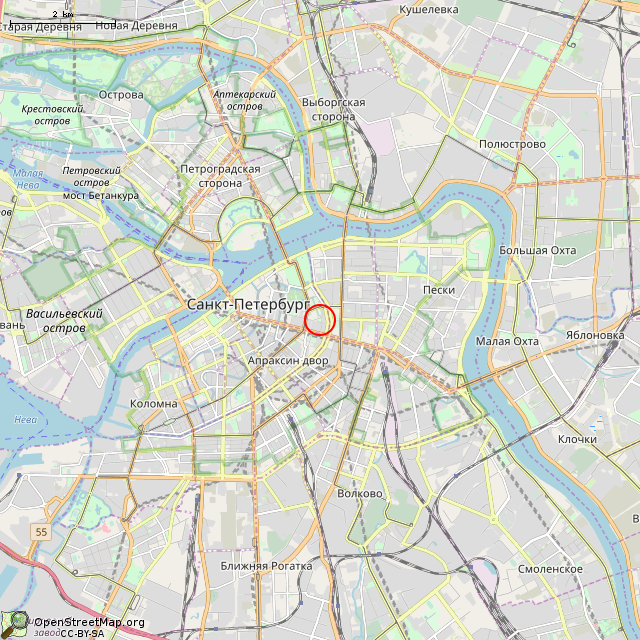 Карта где находится Фонтан (Санкт-Петербург) в мелком масштабе