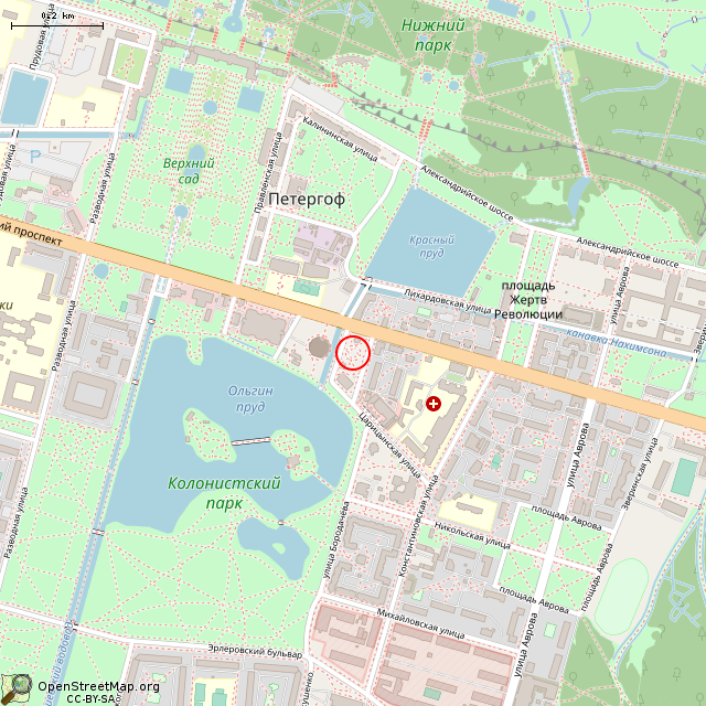 Карта где находится Светомузыкальный фонтан (Санкт-Петербург) в среднем масштабе