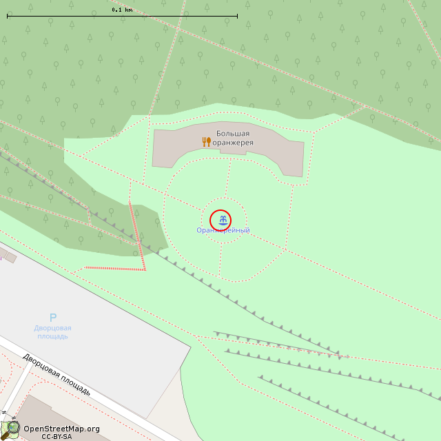 Карта где находится Фонтан «Оранжерейный» (Санкт-Петербург) в крупном масштабе
