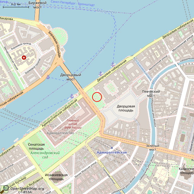Карта где находится Фонтан в Собственном саду (Санкт-Петербург) в среднем масштабе