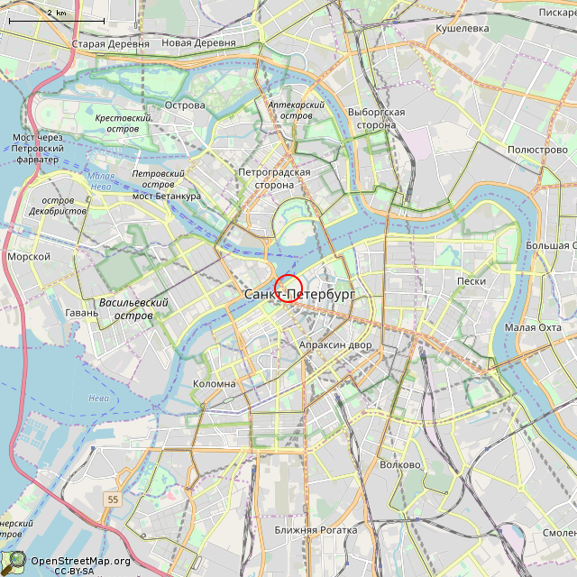 Карта где находится Фонтан в Собственном саду (Санкт-Петербург) в мелком масштабе