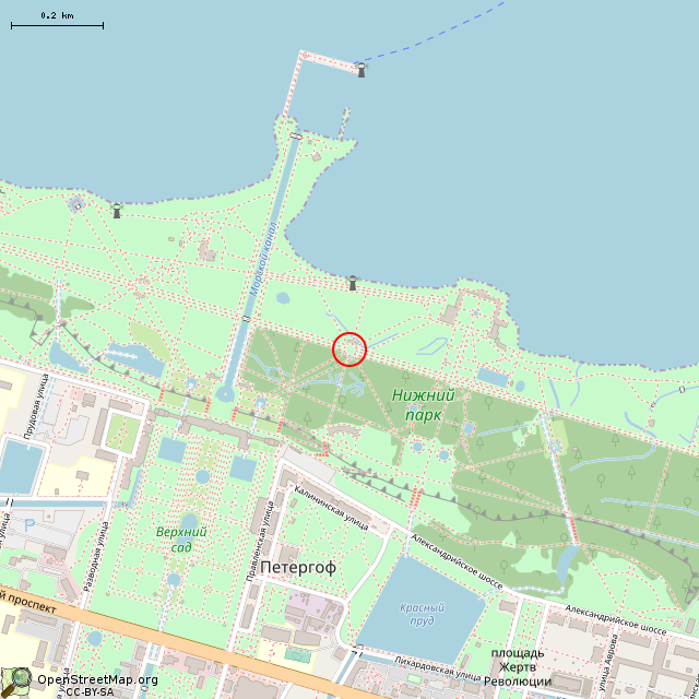 Карта где находится Фонтан «Адам» (Санкт-Петербург) в среднем масштабе