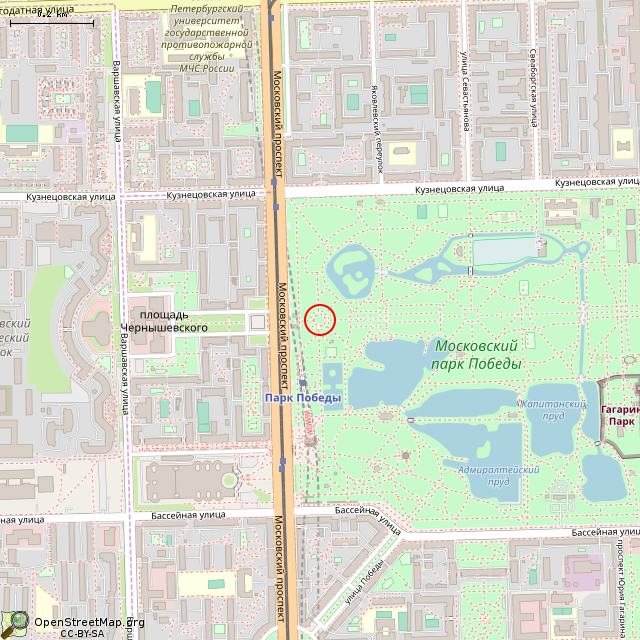 Карта где находится Неработающий фонтан «Венок славы» (Санкт-Петербург) в среднем масштабе