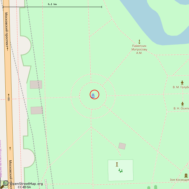 Карта где находится Неработающий фонтан «Венок славы» (Санкт-Петербург) в крупном масштабе