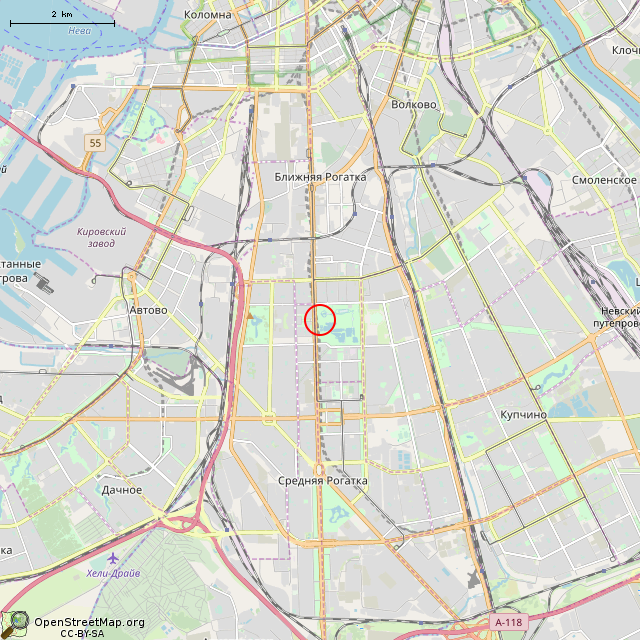Карта где находится Неработающий фонтан «Венок славы» (Санкт-Петербург) в мелком масштабе
