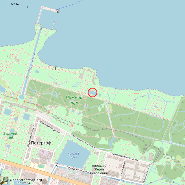 Карта где находится Фонтан «Солнце» (Санкт-Петербург) в среднем масштабе