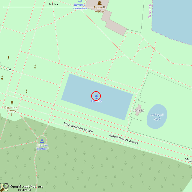 Карта где находится Фонтан «Солнце» (Санкт-Петербург) в крупном масштабе