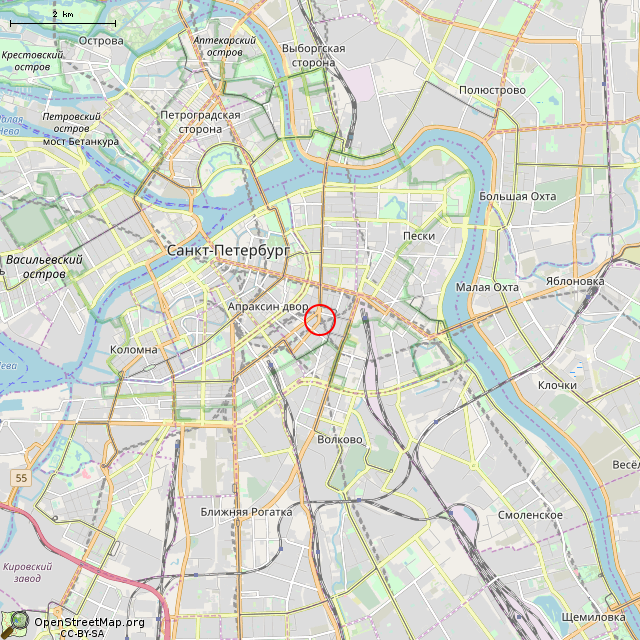 Карта где находится Фонтан с мостиком (Санкт-Петербург) в мелком масштабе