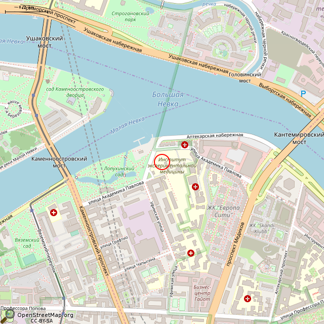 Карта где находится Памятник Собаке Павлова (Санкт-Петербург)      | памятник, монумент, фонтан в среднем масштабе