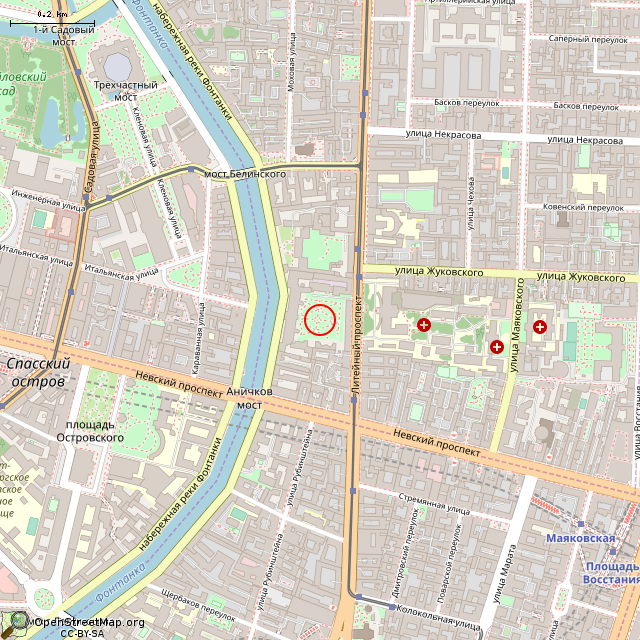 Карта где находится Фонтан (Санкт-Петербург) в среднем масштабе