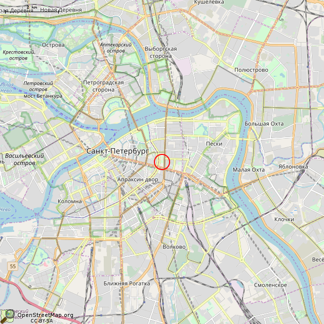 Карта где находится Фонтан (Санкт-Петербург) в мелком масштабе