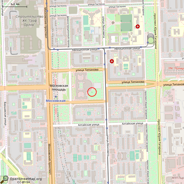 Карта где находится Дот № 65 оборонительного рубежа «Ижора» (Санкт-Петербург) в среднем масштабе