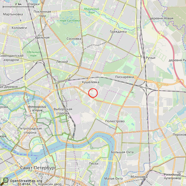 Карта где находится просп. Маршала Блюхера, 12 АЦ (Санкт-Петербург) в мелком масштабе