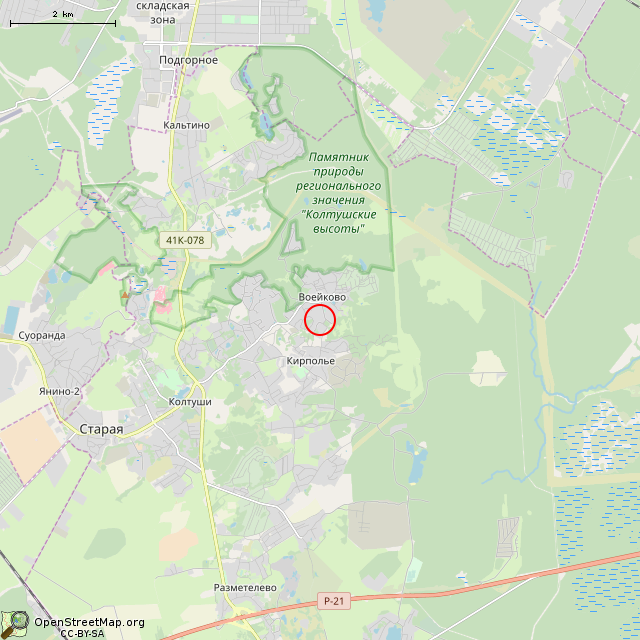 Карта где находится Радарная башня ПЭБ (Воейково) в мелком масштабе